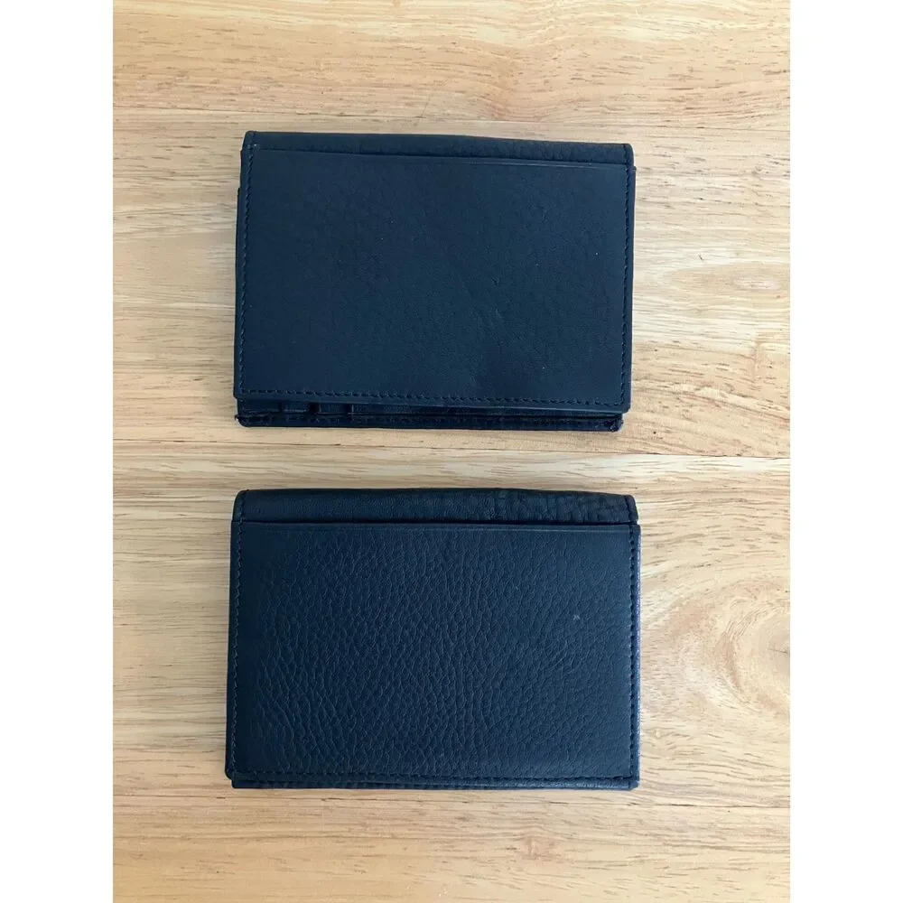 Lot of TWO Black Leather Credit Business Card Wallets NWOT